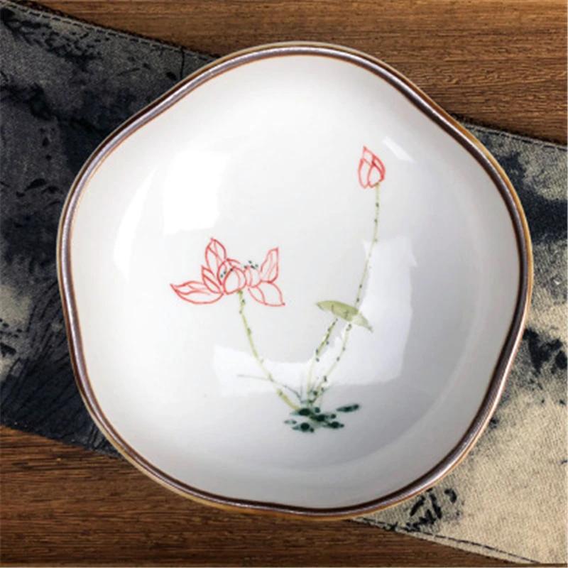 Refreshment Dish Chinese Fruit Dessert Plate Small Dish Jingdezhen Underglaze Color Ceramic Tea Tray Hand Painted Tableware