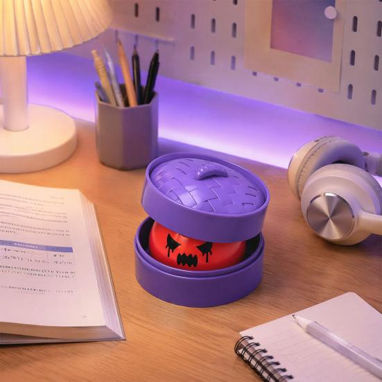 Relaxation Stress Ball Dumpling Squeeze Toy with Purple Steamer Creepy Steamed Bun Relief Steamer for Halloween Home Office Fidget Calming Toys