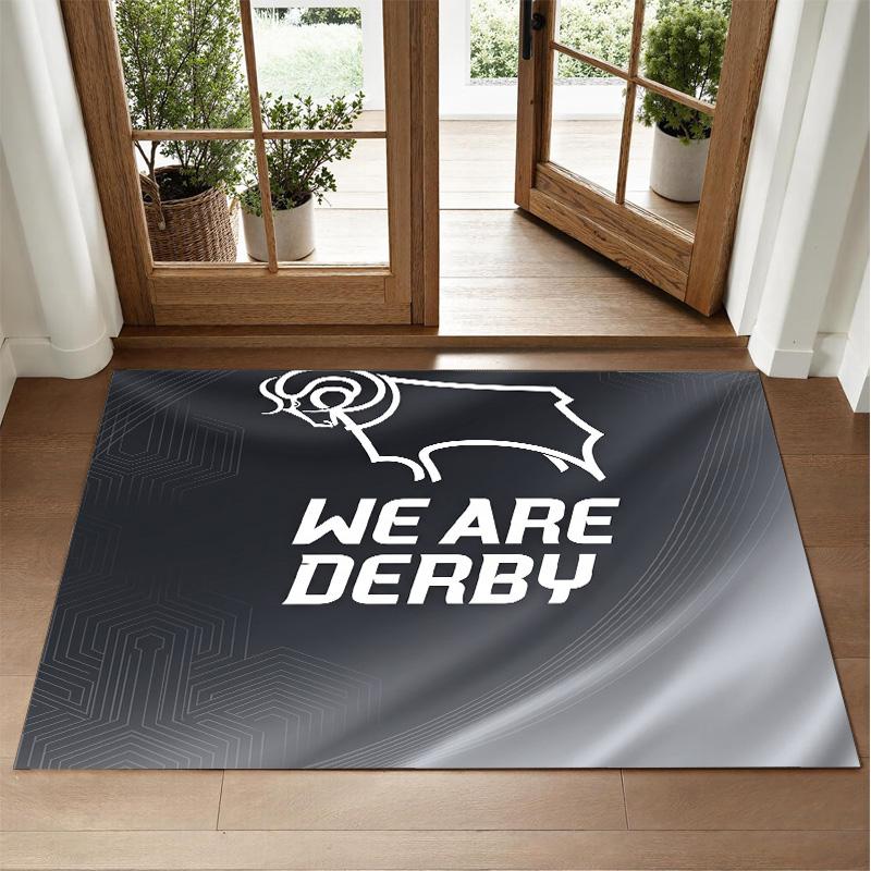 Derby County Design Crystal Velvet Rug Soft Decorative Mat for Bedroom Entrance