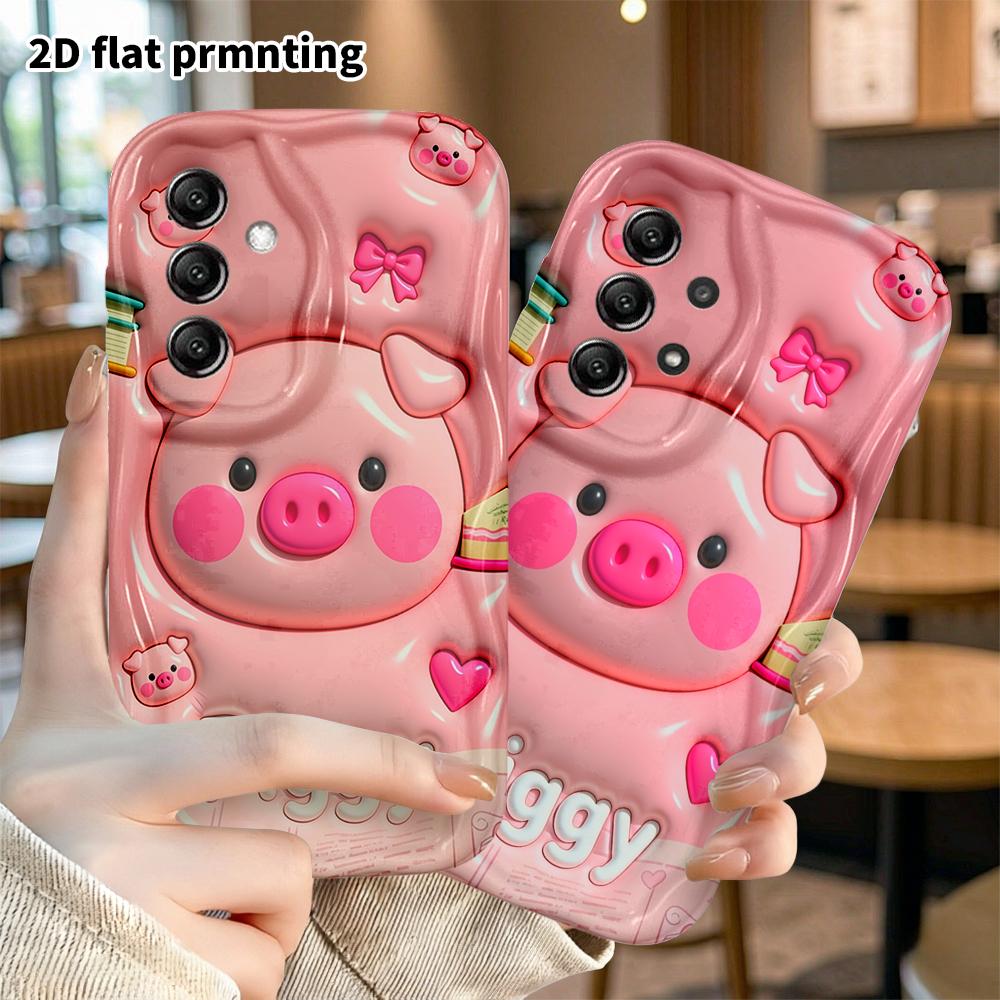 Phone case: 2D flat, suitable for Samsung Galaxy A34 A35 M05 M06 S20 S22 S21 FE Plus 5G protective case, pink pig, perfect Christmas and Halloween hol
