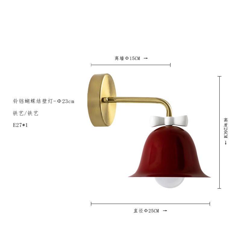 Nordic Ins Cream Glass Bowknot Bell Wall Lamp Bedside Bedroom E27 LED Wall Mounted Kitchen Island Kids/Princess Room Store Cafe
