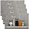 30x45cm 4pc S Cute Cartoon Cat Linen Placemats Kawaii Kitten Paw Prints Dining Table Mats Washable Kitchen Place Mats For Kids