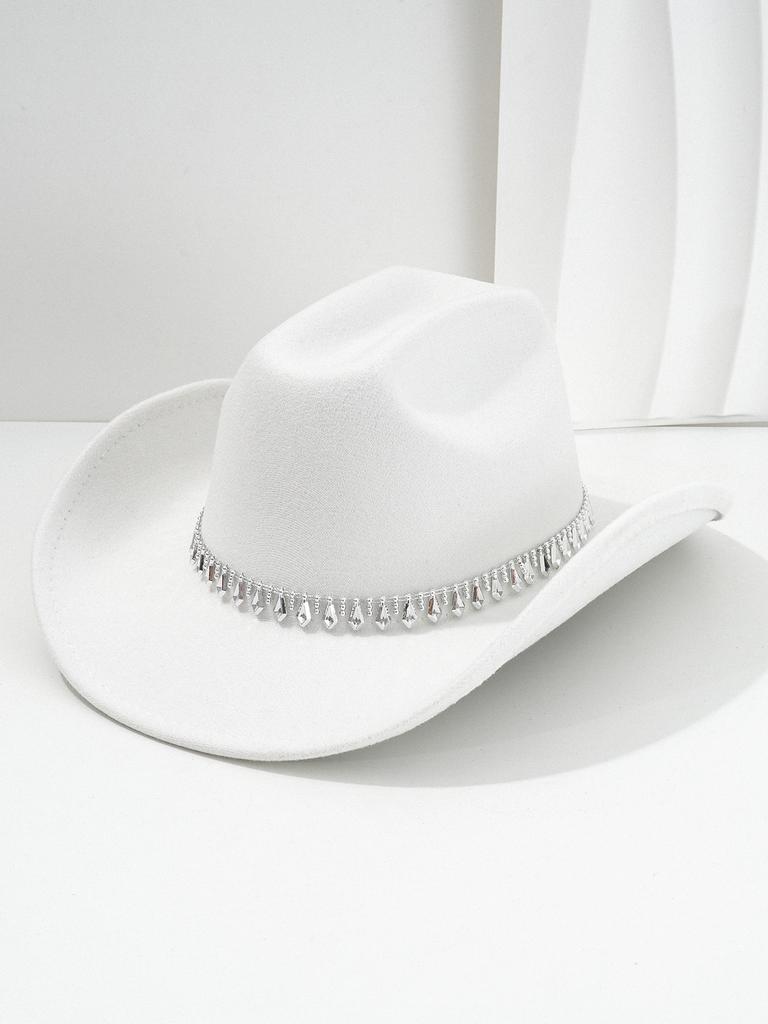 Men & Women Cowboy Hat – Fashionable Diamond Sword Rhinestone Hat Chain – Vintage Gentleman Fedora Jazz Cap
