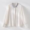 Women's 22 Momme Silk Color Block Shirt - Long Sleeve, Single-Breasted, Loose Fit, Slimming, New Spring/Summer 26 Arrivals.