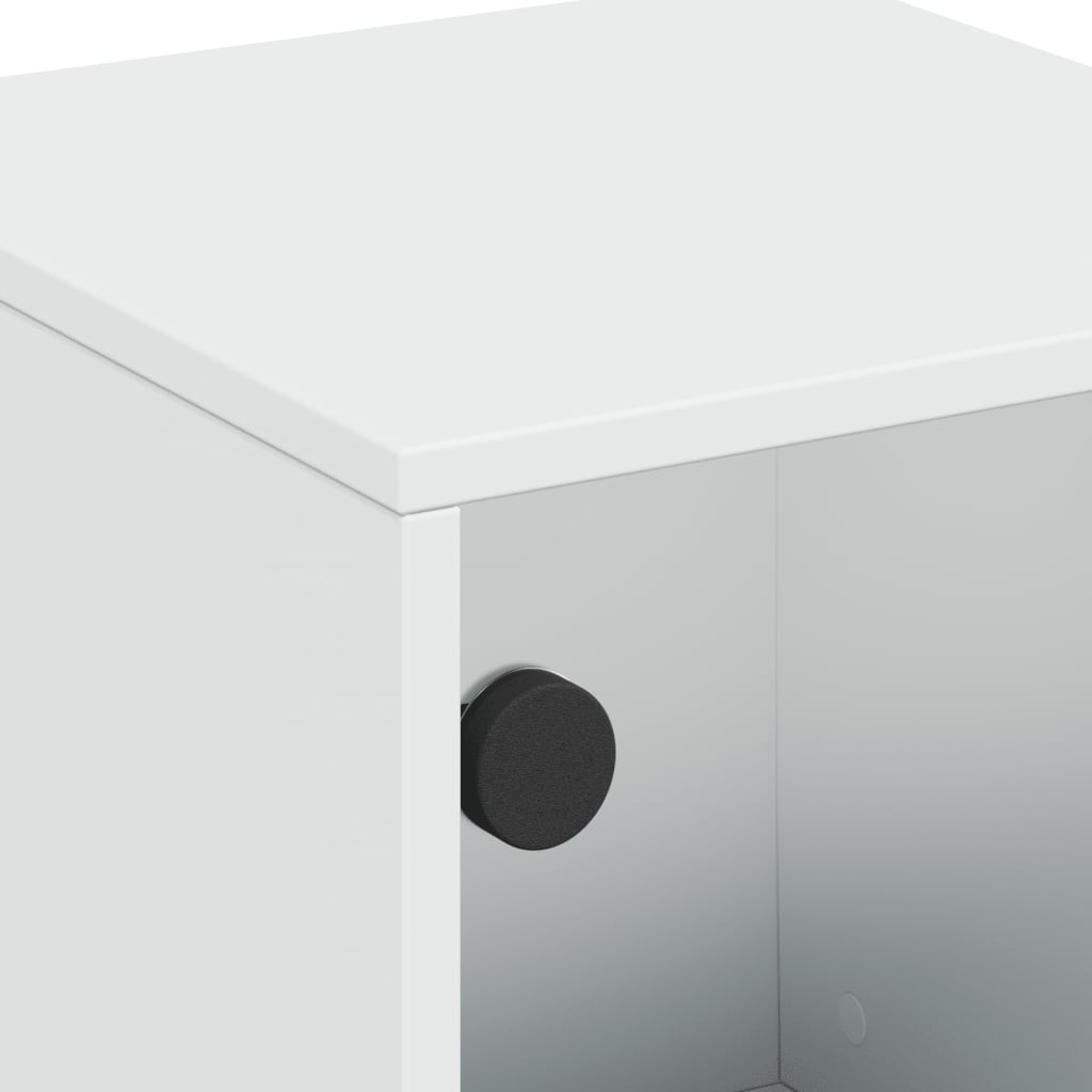 White Nightstand with Glass Door 35 X 37 X 50 Cm