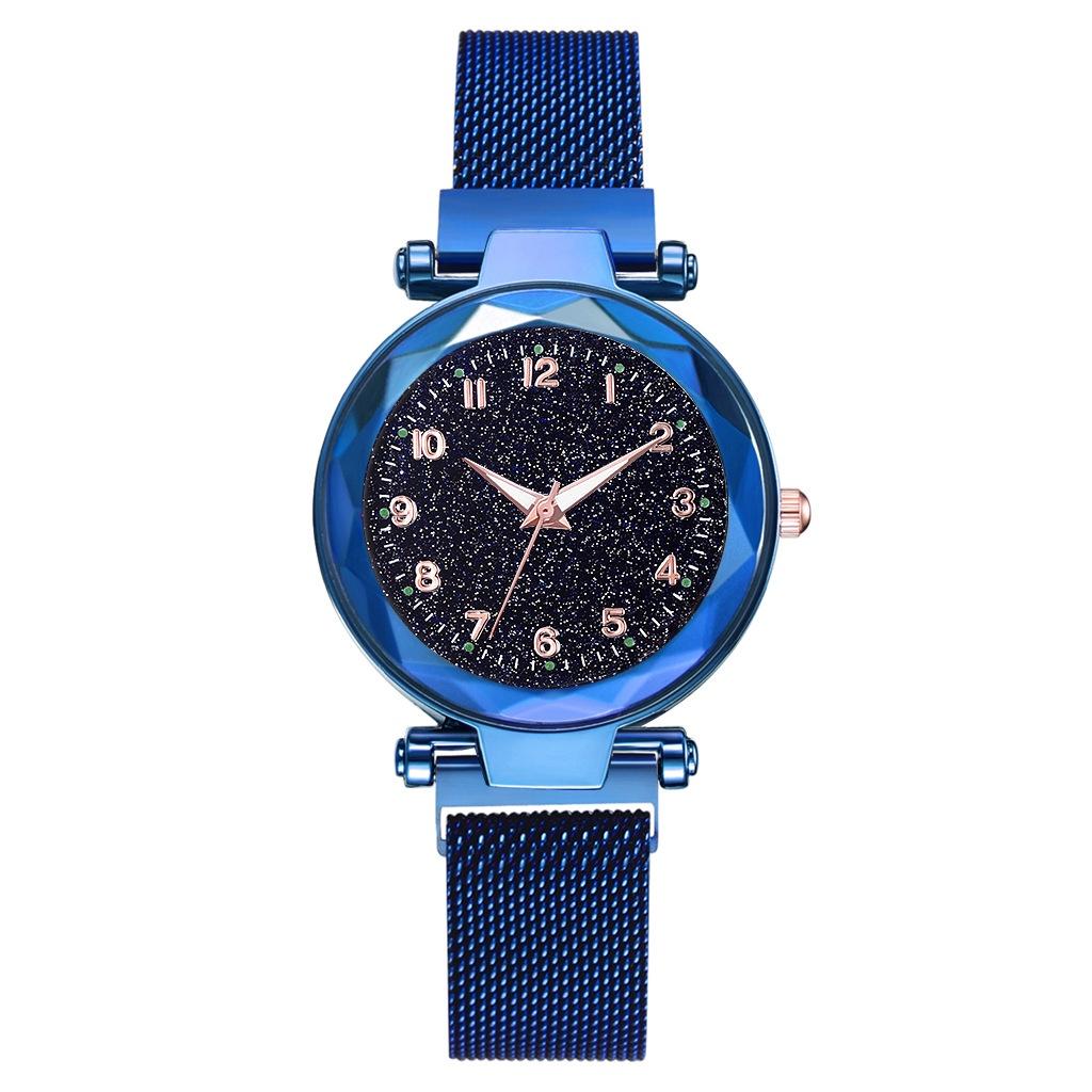 Women Fashion Luminous Numbers Starry Sky Quartz Watch Magnetic Wristwatch Buckle
