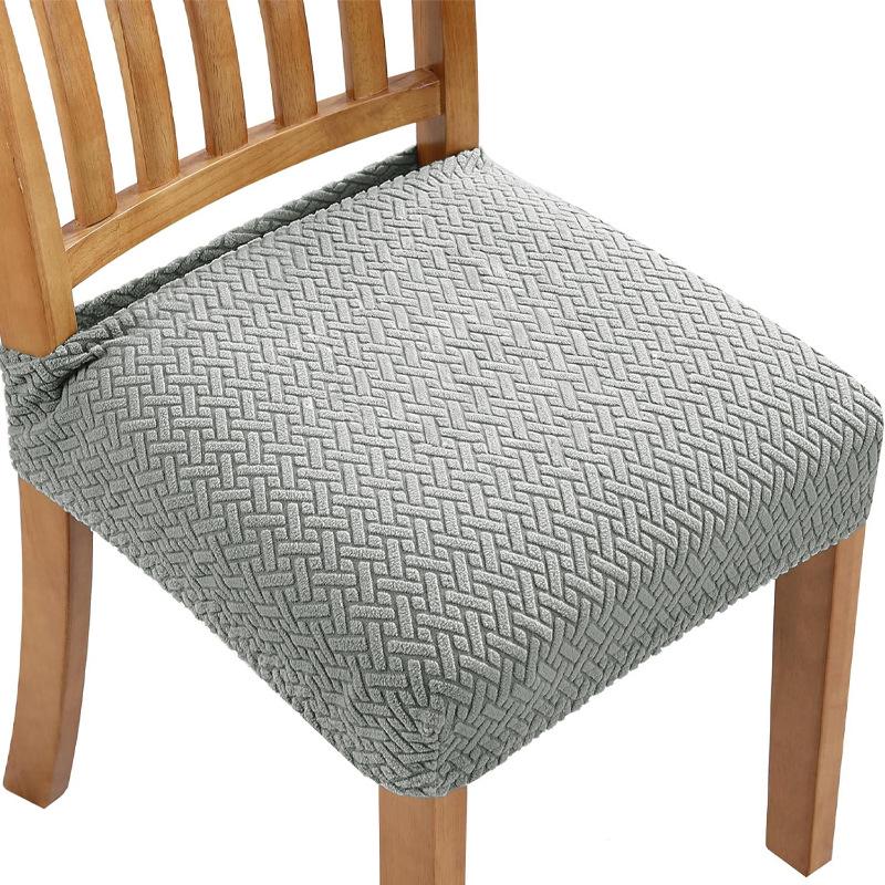 Elastic Solid Color Stretch Jacquard Chair Cushion Cover for Dining Chairs