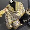 Sunflower Pattern Autumn and Winter New Imitation Cashmere Scarf for Women Warm and Thickened  Versatile Long Shawl and Scarf