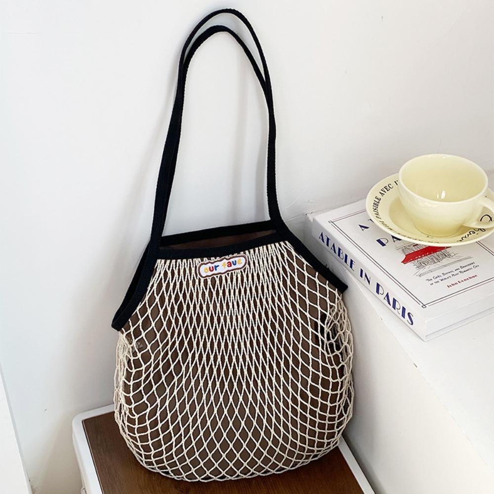 

Leisure Summer Woven Shoulder Bag Fashion Large Capacity Hollow Out Weave Bag Handbag Simple Grocery Bag Beach