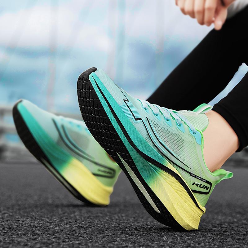 Men's Casual Sneakers Four Season Breathable Carbon Plate Outdoor Racing Running Shoes Light Soft Sole Student Speed Sports Shoe
