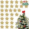 12/24pcs Gold Glitter Star Ornaments Xmas Tree Hanging Pendant 2026 Christmas Decorations for Home New Year Party DIY Gifts