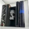 Halloween Skull Bookend Bookshelves Decoration Spooky Gothic Skull Figurine Home Office Desktop Book Stopper Ornament