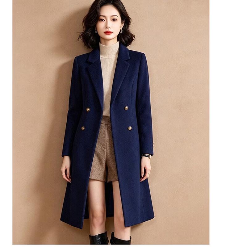 Women's Double-Breasted Lapel Long Coat