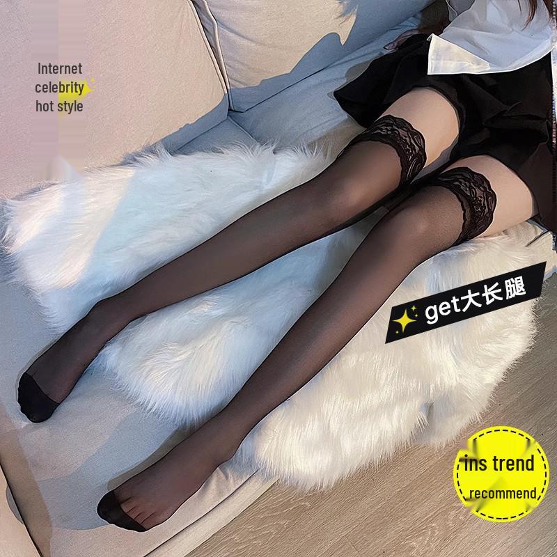 Seductive Lace Suspender Thigh-High Fishnet Stockings for Women