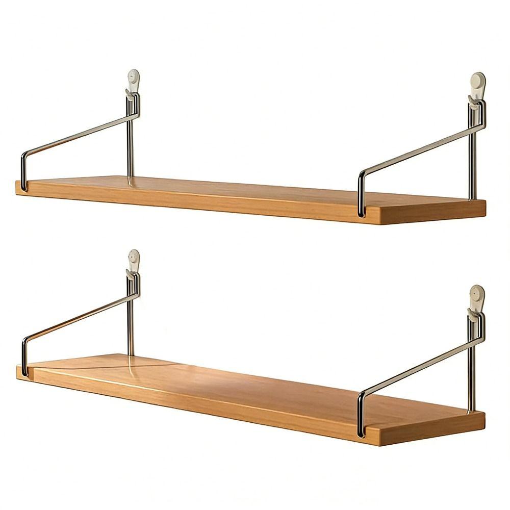 Floating Furniture Wooden Material Wall Shelf No-Punch Design Wall Mounted Storage Shelf Hanging Organizers Wall Display Bedroom