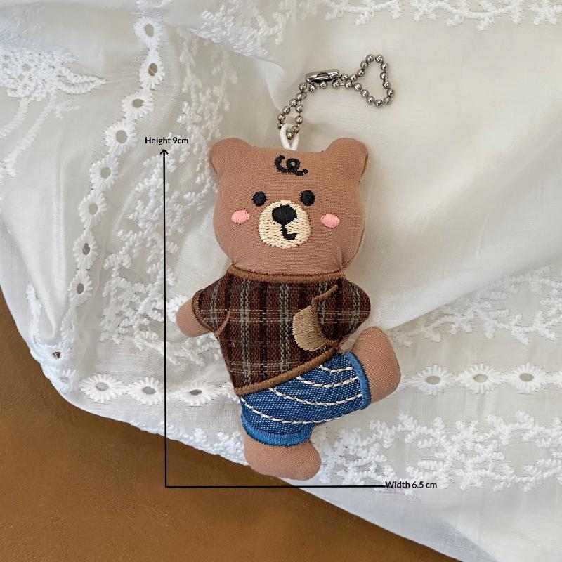 Mini Cute Plush Animal Doll Keychain Ins Style Bear Rabbit Dog Stuffed Pendant for Backpack Car Key Hanging Ornament