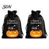 Lightweight Candy Carriers 2Pcs Halloween Pumpkin Drawstring Bags for Treats, Retro Burlap Pattern Party Favors Trick or Treat Bags, Portable