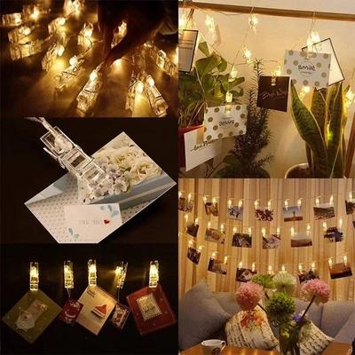 1pc 1.5M10L Photo Clips String Lights Christmas Fairy Lights Battery-operated Garland Hanging Picture Cards Holder Holiday Lamp
