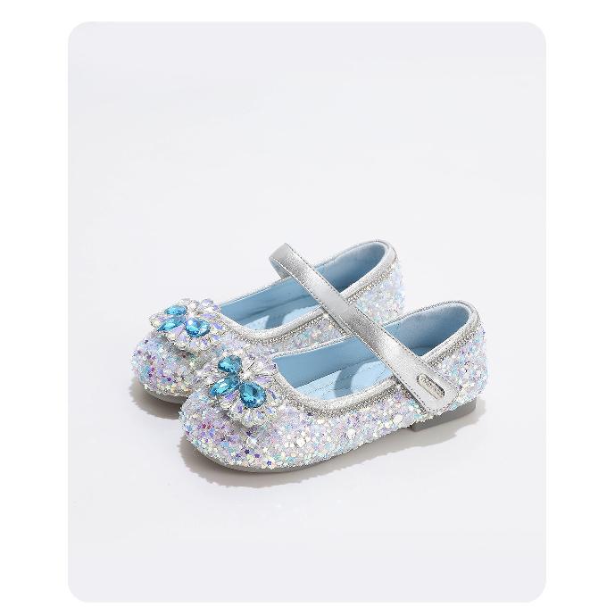 Girls' Crystal Princess Shoes Spring and Autumn New Children's Shoes Single Shoes Soft Sole Baby Girl Performance Little Leather Shoes