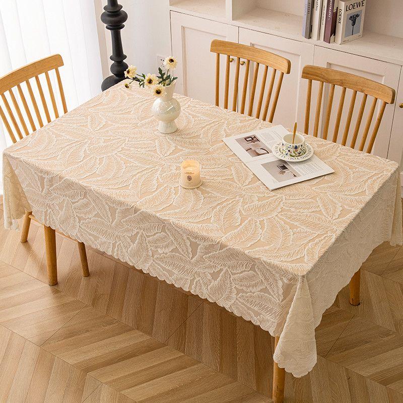 

French Pastoral Lace Tablecloth Tablecloth TV Cabinet Cover Fabric American Retro Chest of Drawers Shoe Cabinet Cover Manufacturer Beige Leaf Velvet 35cm * 100cm
