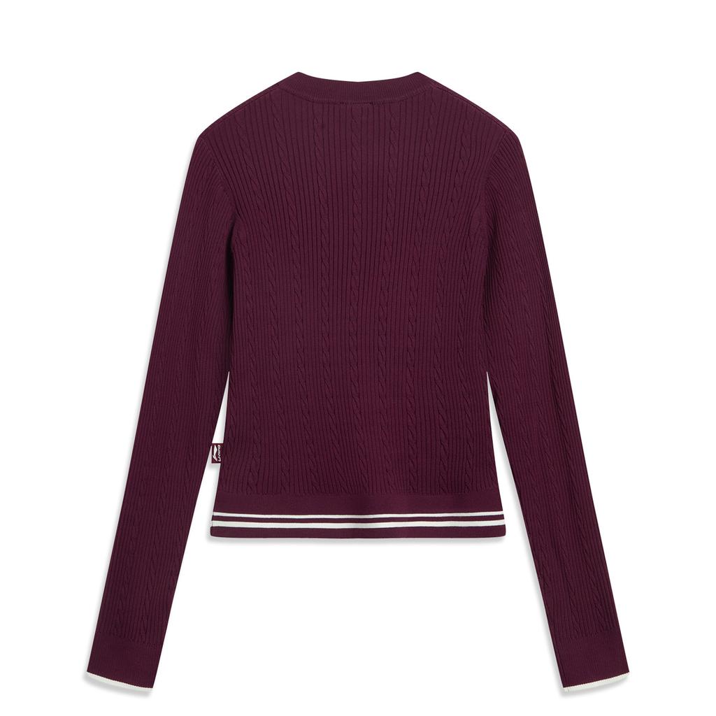 Li Ning Sports Lifestyle Series Zipper Soft Comfortable Breathable Versatile Striped Cardigan Long Sleeve Sweater Women Sweater AMBV430-4