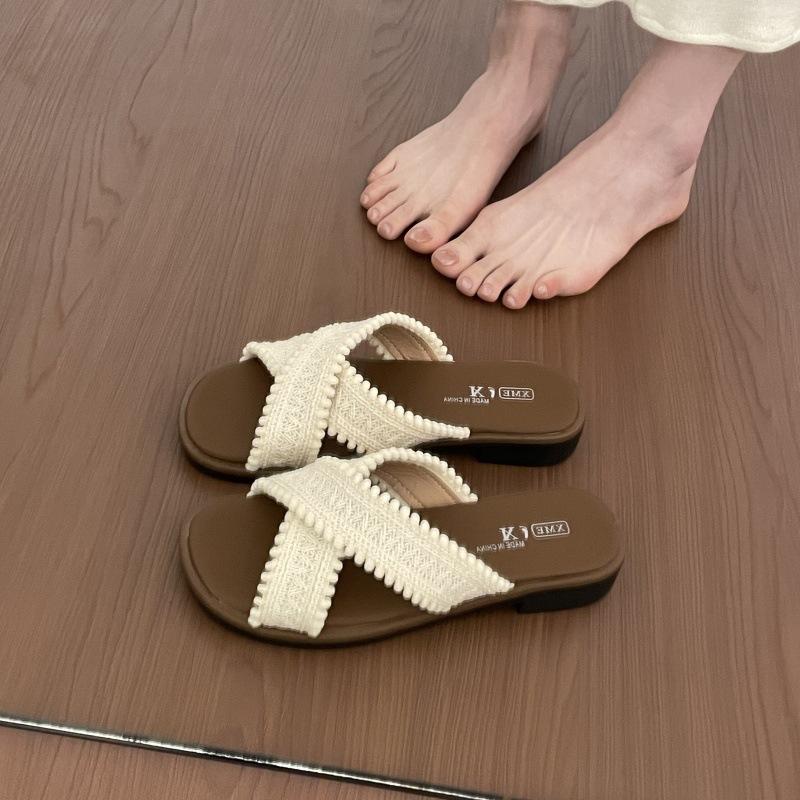 Slope heel cool slippers women's new spring and summer with skirts versatile beach one-word drag