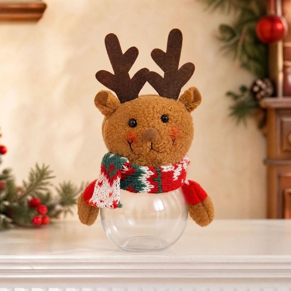 With Lid Christmas Candy Jar Clear Design Candy Box Cartoon Cute Sweet Container Xmas Holiday