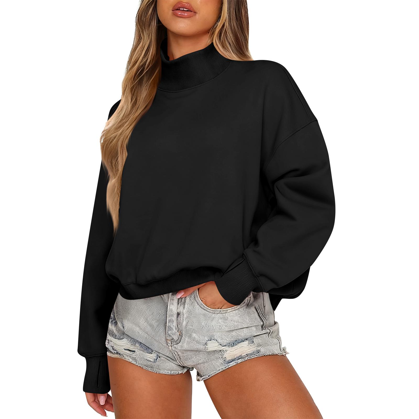 

Women s Sweatshirt Long Sleeve Casual Comfort Loose Lightweight Women s Sweatshirt M чорний