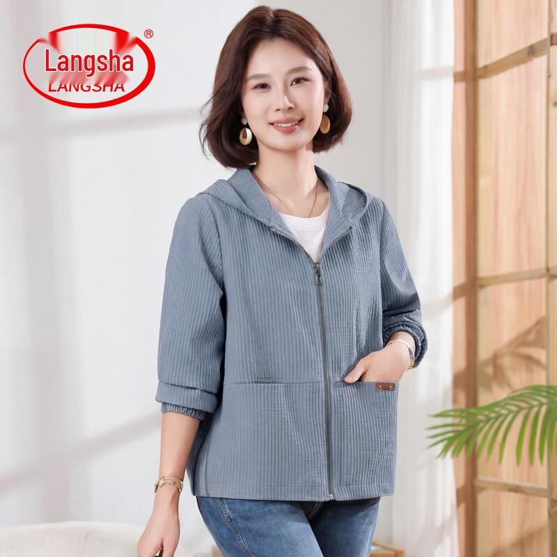 Langsha Women's Casual Hooded Fall Jacket for Mature Women