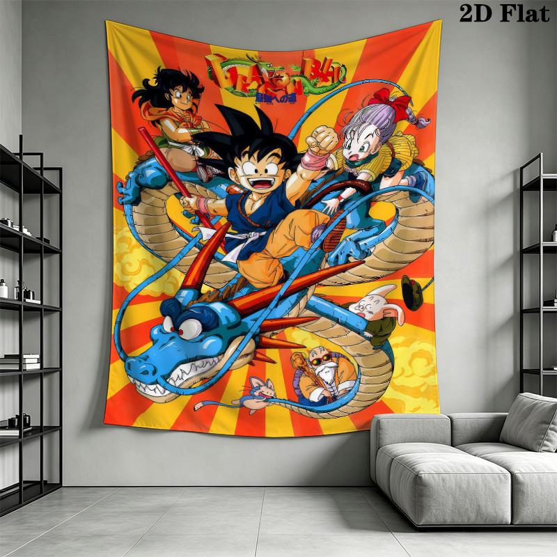 Cute Cartoon Son Goku Wall Tapestry Aesthetic Wall Hanging Printed Fabric Blanket Decorative Tapestries For Bedroom Living Room Home Decor