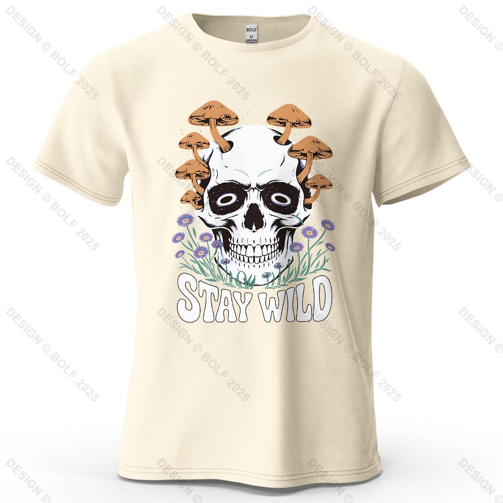 

STAY WILD Printed Men s T-Shirt 100% Cotton Oversized Artistic Graphic Tees for Women Tops Tees Streetwear 4XL