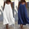 Summer Loose Ruffle Edge A-line Large Size Dress Solid Color Long Dresses Fashion Sleeveless Casual Sweet Suspender Strap Party Simple Elegant Dress