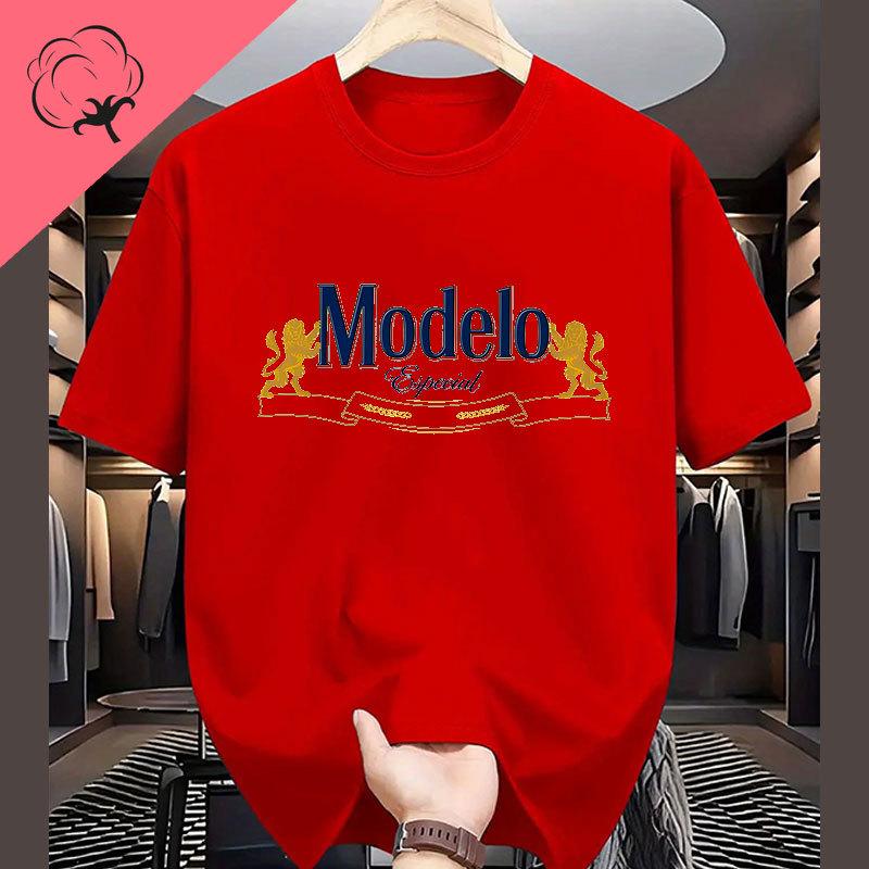 Modelo Beer T-Shirt Pure Cotton High Quality Crewneck Casual Oktoberfest Special Pattern Hot Sal New Popular Shirt S