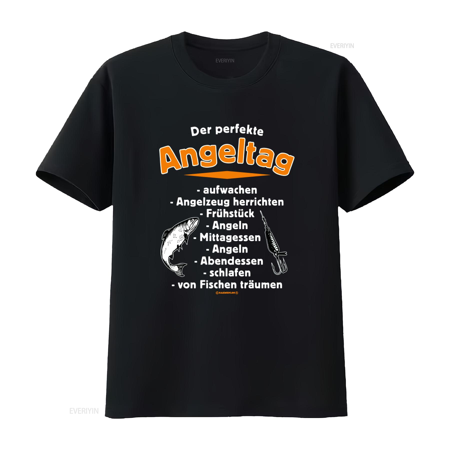 

Mens Angler T Shirt The Perfect Fishing Day Funny Sayings Activities Design vintage Washed graphic Unisex homme Slightly Soft 4XL