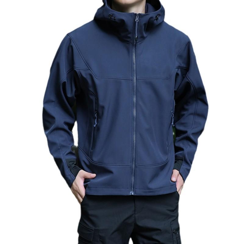 Men's 2025 Spring Softshell Hooded Windproof Waterproof Jacket - Casual Outdoor Workwear Coat