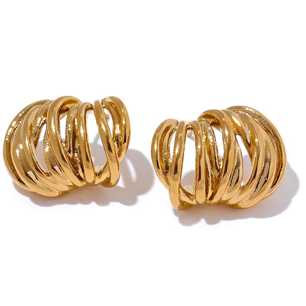 

Yhpup Waterproof Stainless Steel Geometric Daily Fashion Earrings for Women Prevent Allergy 18K PVD Plated Jewelry High Quality