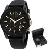 Armani Exchange Chronograph Quartz Black Dial Men S Watch And Luggage Tag Gift Set Ax7105