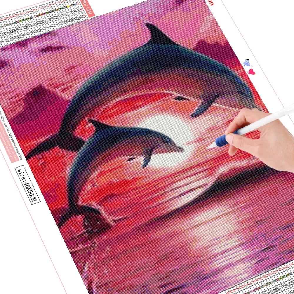 Diamond Painting Animal Diamond Embroidery Cross Stitch Dolphin Pictures Of Rhinestones Mosaic Decor For Home