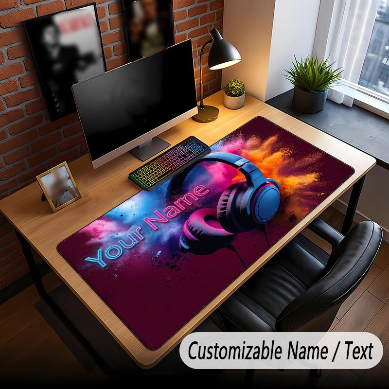 Music DJ Theme Custom Mouse Pad Personalized With Name Text Customized Desk Mat For Office Home Decor
