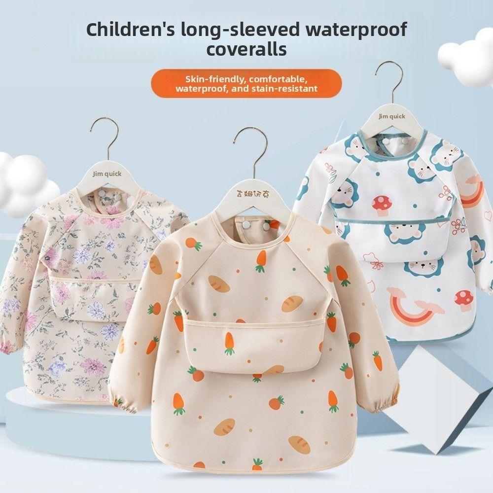 Waterproof Child Feeding Bib Rice Pocket Toddler Bibs High Quality Long Sleeve Apron