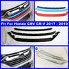 Carbon Fiber Look Auto Front Grille Grill Decoration Stripes Panel Cover Trim ABS Accessories For Honda CRV CR-V 2017 2018