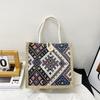 Sac en toile de style ethnique pour femme, mode été, pour emporter une boîte à lunch en lin, sac à bento, sac à main pour maman