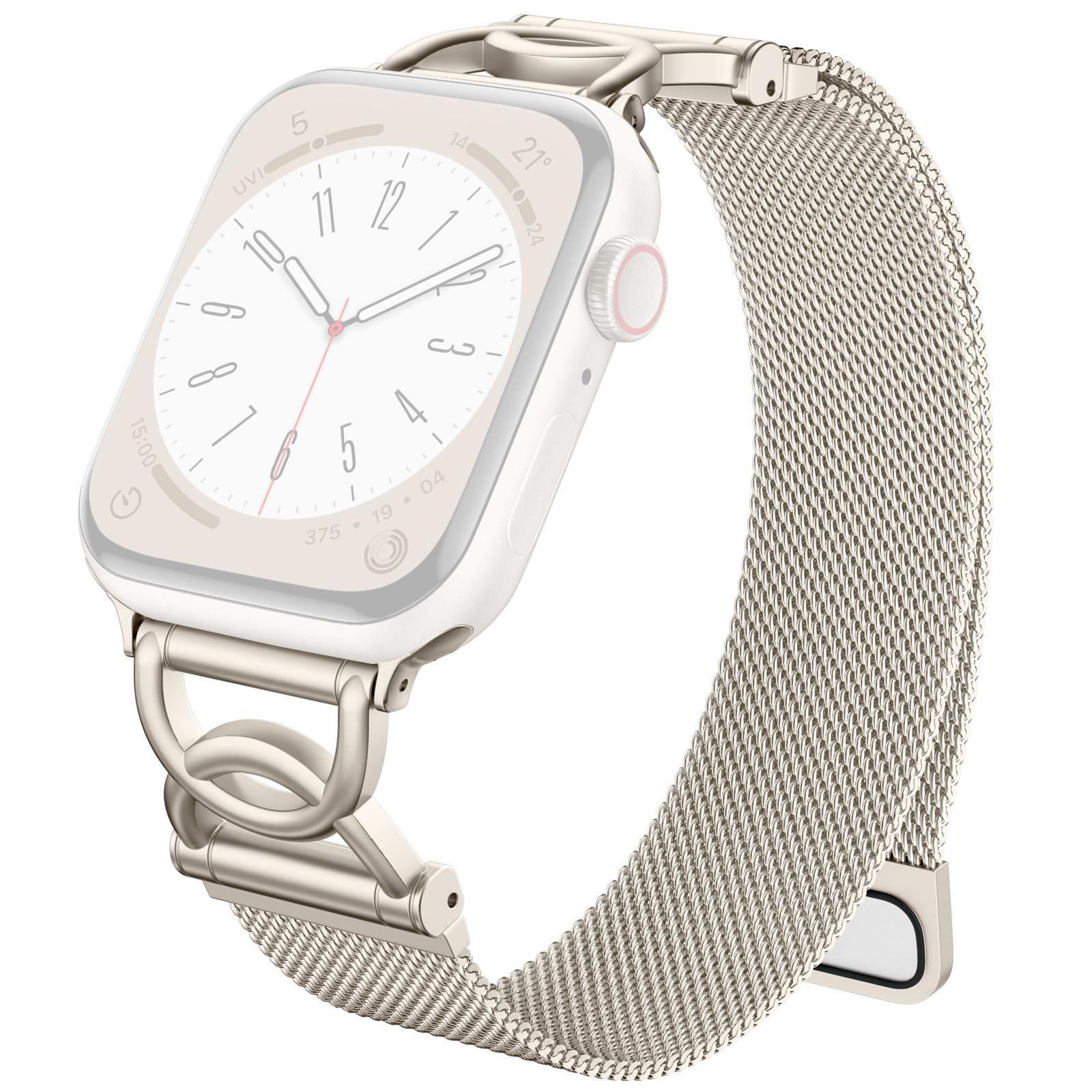 

Watch Band For Apple Watch Series 10 9 8 7 SE 6 5 4 3 2 1 42mm 41mm 40mm 38mm DC-Shape Magnetic Clasp Stainless Steel Strap Starlight