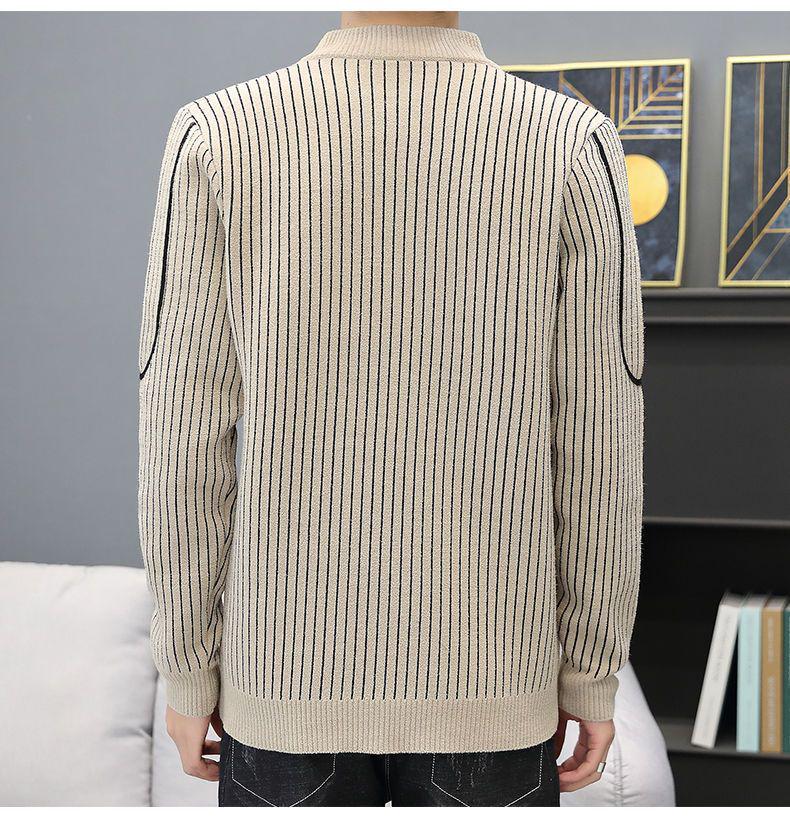 Men's Wool Knit Round Neck Sweater - Thick, Versatile, Autumn/Winter Fashion