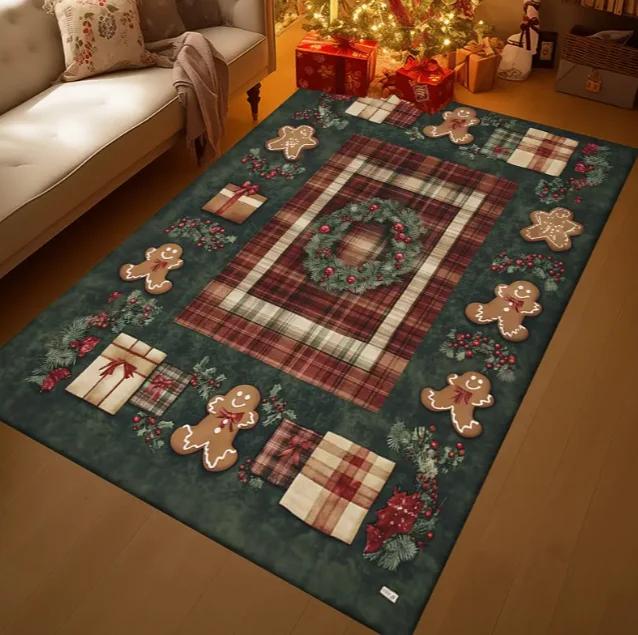Gingerbread Man Carpet Christmas Tree Christmas Floor Mat Terrace Living Room Bedroom Balcony Camping Outdoor Carpet Decoration