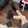 Fashion 2025 Women's Suede Leather Thick Sole Platform Flat Slip-on Autumn Mid-calf Boots Casual Female Punk Half Boots Shoes for Woman