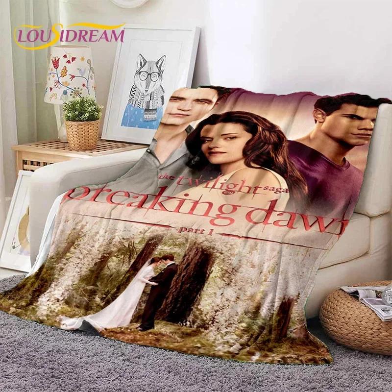 The Twilight Saga Edward Bella Mjuk Flanellfilt för Säng Sovrum Soffa Picknick, Kastfilt att Täckas med Utomhus Fritid Vilo-present
