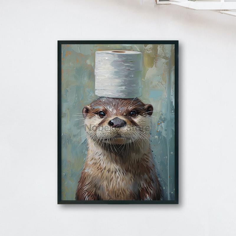 Bathroom Toilet Paper Animal Posters Funny Animals Portrait Prints Canvas Painting Wall Art Pictures Home Bathroom Decoration