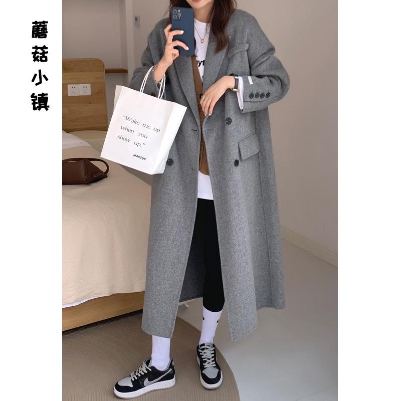Woolen coat women's woolen coat autumn and winter feeling medium and long small new