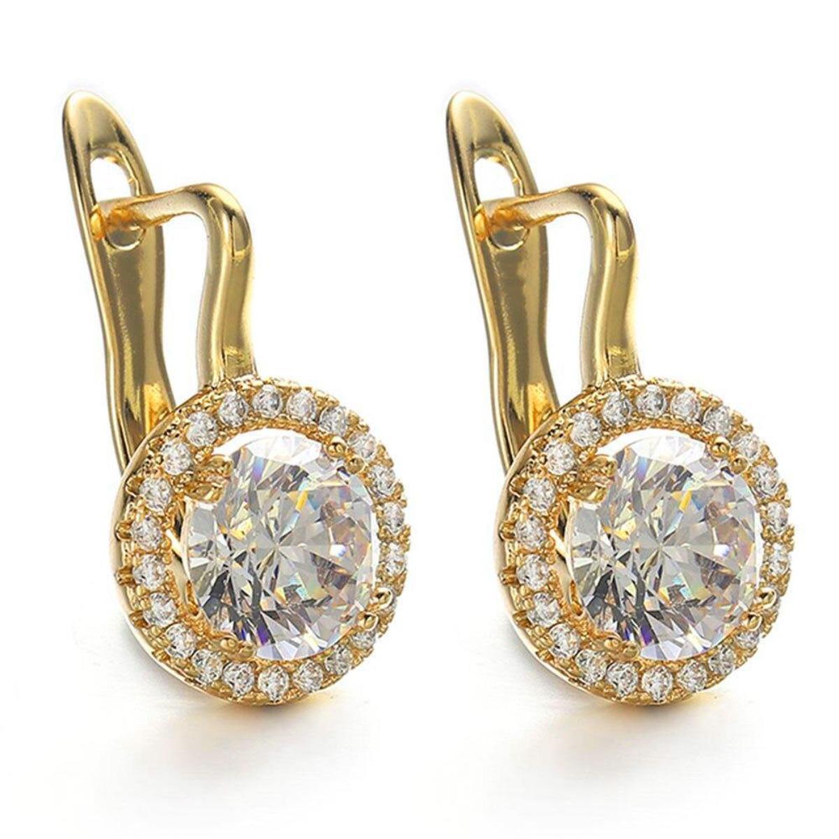 Sparkling Round Zircon Leverback Earrings Versatile Daily Commute Earrings